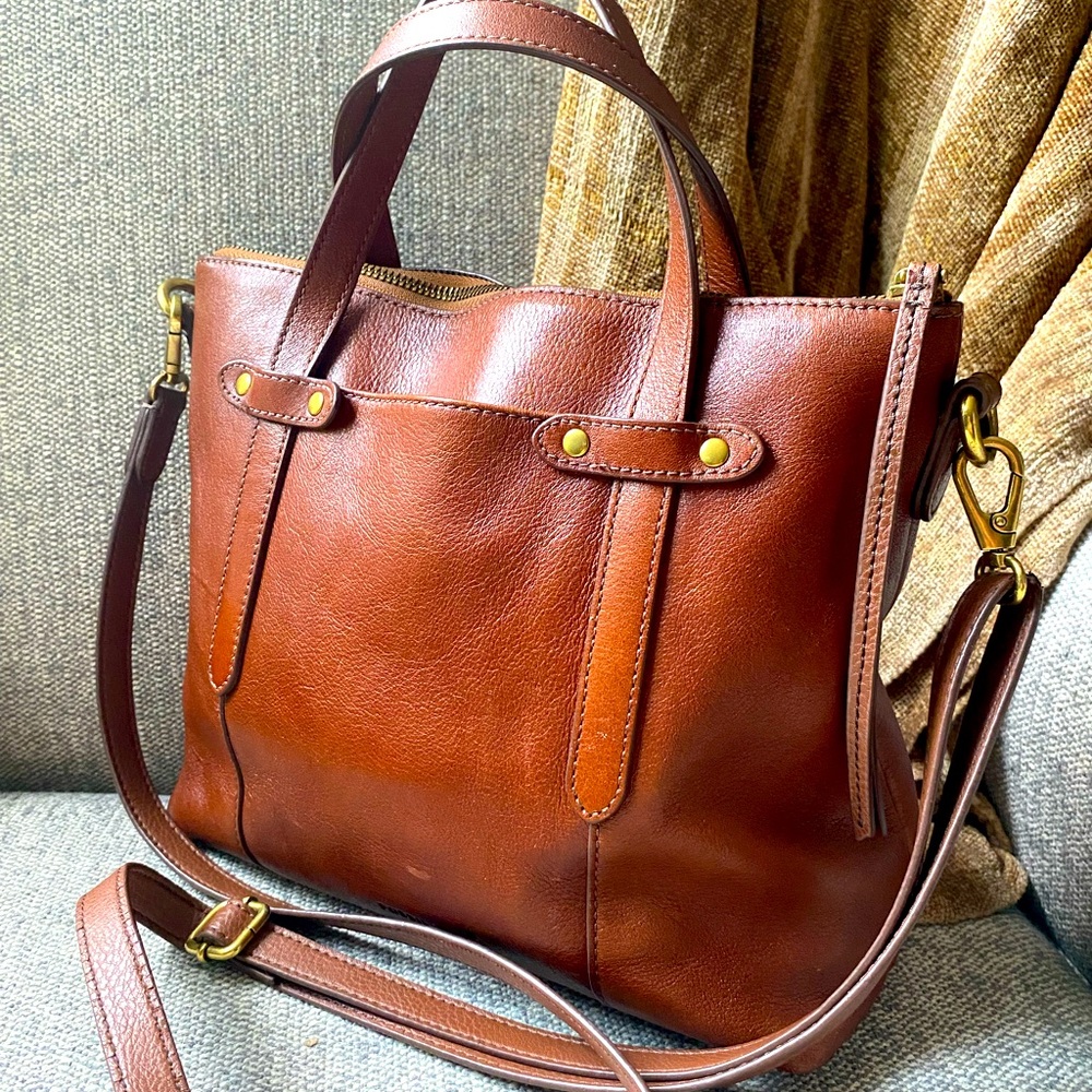 Fossil Brown Felicity Satchel Handbag Shoulder Bag